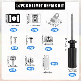 57pcs Hockey Helmet Repair Kit, Football Helmet Hardware Kit Hockey Helmet Replacement Accessories Parts Including R-Clips Rubber Gaskets Nuts Screws Screwdriver for Hockey Baseball Softball Football