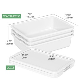 Morcte 3-Pack Commercial Dough Proofing Box Tray with 3 Lids, Pizza Proofing Dough Pan, White