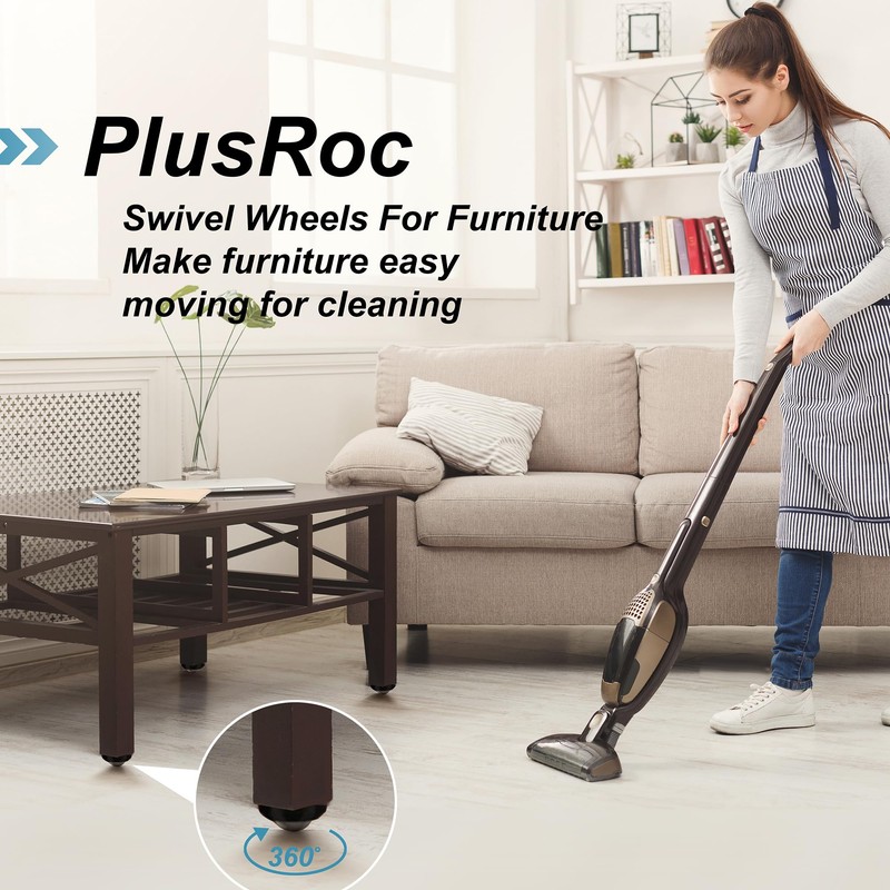 PlusRoc 8 Pack Self Adhesive Caster Wheels 1 Inch for