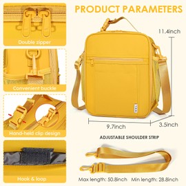 NOL Natural Organic Lifestyle Nylon Waterproof Lunch Box for Women/Men, Insulated Lunch Bag, Lunch box Cooler, Reusable, Zip Closure with Buckle Handle for Work Picnic, Earth-yellow