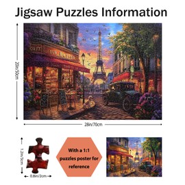 Yunlus Jigsaw Puzzles for Adults 1000 Pieces Impossible Hard Difficult Challenging Puzzles for Adults 1000pc Puzzle Charming Paris Street Jigsaw Puzzle 1000 Pieces 28 x 20 inches