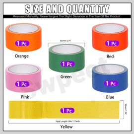 Swpeet 6 Rolls 6 Colours 2 Inches x 11 Yards Long Waterproof Multi Purposes Bulk Rainbow Coloured Writeable Duct Tape Assortment Kit, Heavy Duty Tape No Residue Easy Tear by Hand