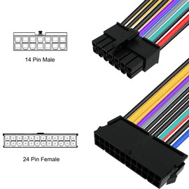 DKARDU 2 Pack 24 Pin to 14 Pin ATX PSU Power Supply Cable, 24 Pin Female to 14 Pin Male ATX Power Adapter Connector for IBM Motherboard 15cm 6-inch