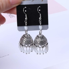 SUSHUN Retro Indian Bollywood Jhumka Jhumki Crystal Drop Earring Ethnic Gypsy Jewelry Black