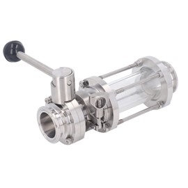 In Line Sight Glass with Clamp End, Food Grade 304 Stainless Steel Sanitary Sight Glass for 360 Degree Observing the Flow and Response of Liquid, Gas, Steam (38mm/1.5in Flow Pipe OD)