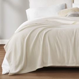 Sleep Philosophy True North Queen Luxury Cozy Microfleece Blanket Grid Pattern Reversible Soft & Warm, All Season Lightweight Queen Blanket, Farmhouse Room Décor Summer Blanket, Full/Queen, Taupe