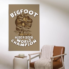 Lantern Press 36x54 Inch Giclee Print, Bigfoot with Tree, Hide and Seek World Champion