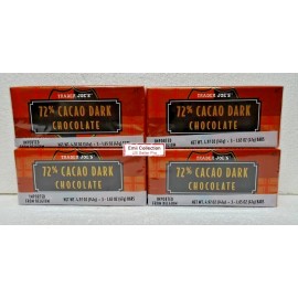 Trader Joe's Belgian 72% Cacao Dark Chocolate 3 Small Bars 4.97oz 141g (4 Bags)