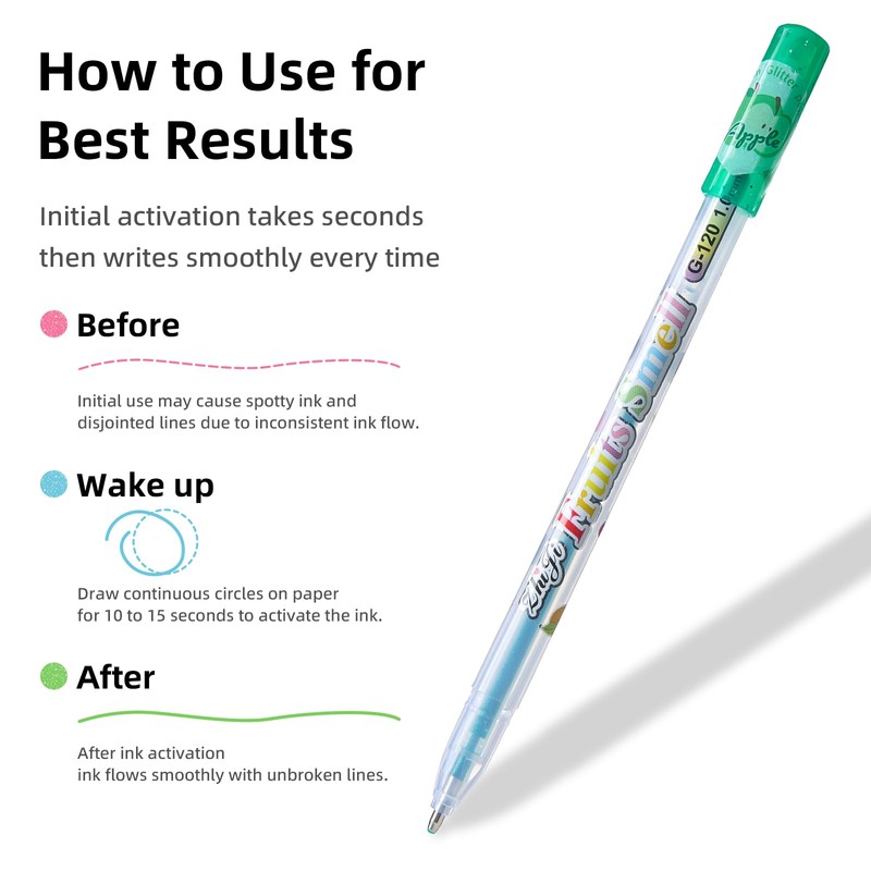 EpenGo Scented Glitter Gel Pens for Adults, 12 Colors Fruity