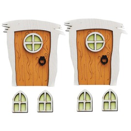 Generic Wooden Tree Decor for Fairy Doors and Windows 2 Sets Luminous Mini Scene Model Accessories for Garden and Yard Decoration for Home and Classroom Use
