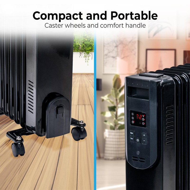 Comfort Zone 1500W Oil-Filled Radiator Heater – Portable Electric Space