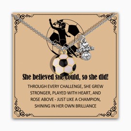 MAOFAED Soccer Gifts, I Love Soccer Necklace for Women, Sports Fan Jewelry Gift for Sports Player, Inspirational Gift(challengeSoccerCA)