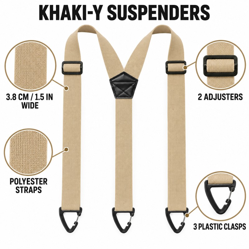 Men’s Work Suspenders for Trousers – 1.5-Inch Wide Adjustable Elastic