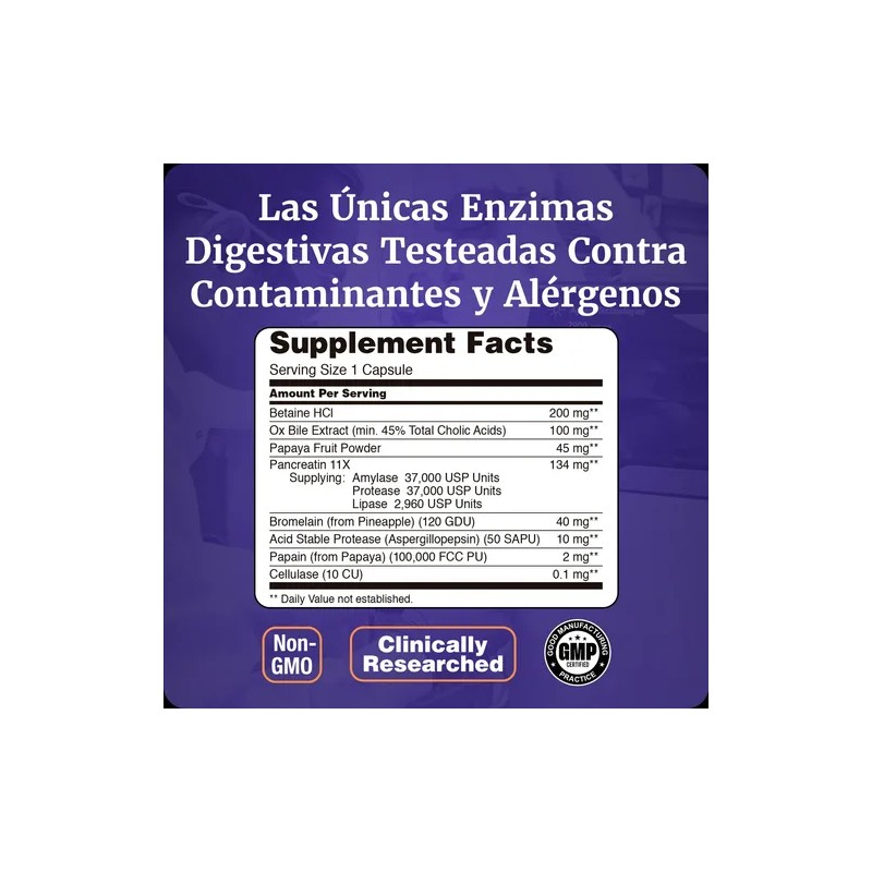 Súper Enzimas Digestivas Mayor Absorción 180 Caps
