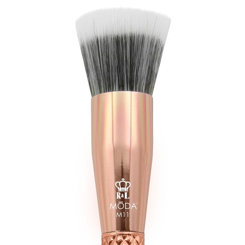 MODA Metallics Stippler Makeup Brush – Duo-Fiber Face Brush for