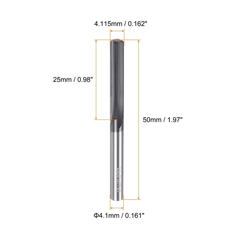 HARFINGTON Carbide Chucking Reamer 0.162"(4.115mm) Dia Straight Flute Straight Shank