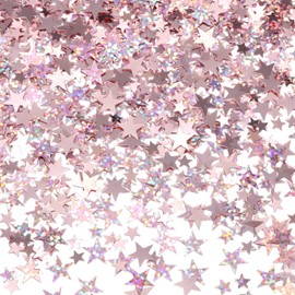 HESTYA 60g Star Confetti Glitter Table Confetti Metallic Foil Stars for Party Wedding Festival Decorations(Glitter Rose Gold Set,10mm and 6mm)