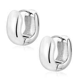 925 Sterling Silver Hoop Earrings, ASH'S CHOICE Chunky Hoop Earrings for Women, Small Cartilage Square Huggie Hoop Lightweight Thick Wide Hoop Earrings Sterling Silver Square Chunky Earring for Women