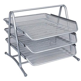 3 Tier Silver Mesh Letter Tray by Janrax