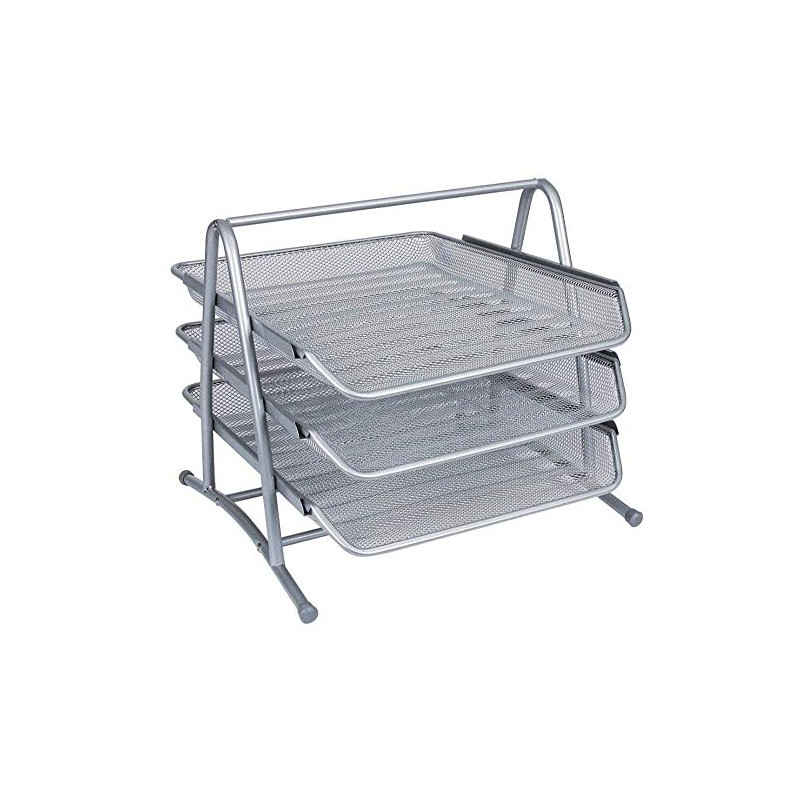 3 Tier Silver Mesh Letter Tray by Janrax