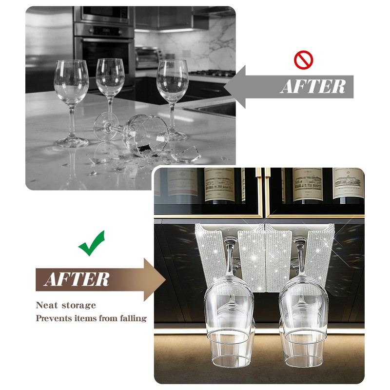 Yivaiks 2pack Bling Wine Glass Holder and Stemware Rack Hanger