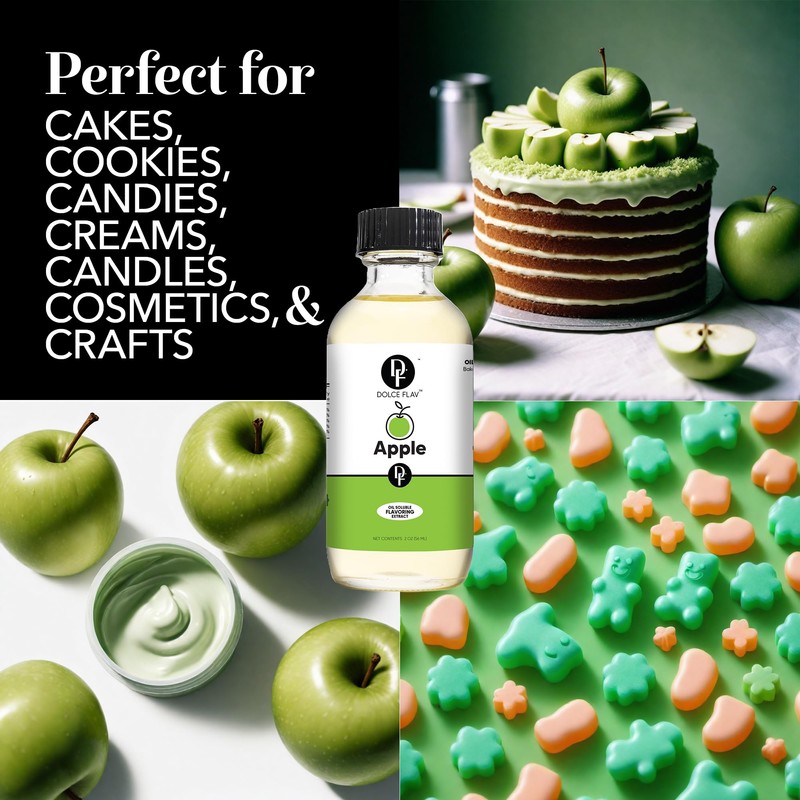 Dolce Flav Apple Extract (Oil-Soluble) 2 oz – Kosher, Sugar-Free,