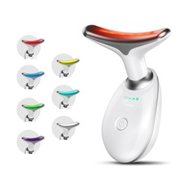 Dispositivo de belleza facial, basado en LED de triple acción, tecnologías térmicas y de vibración para el cuidado de la piel, herramientas de cuidado de la piel facial, dispositivo de belleza facial y cuello LED de 7 colores para uso doméstico