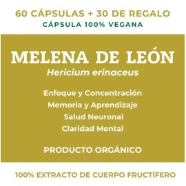 Melena de León Lions Mane  Lions Mane Mushroom Supplement, 90 Caps                                                                                    
