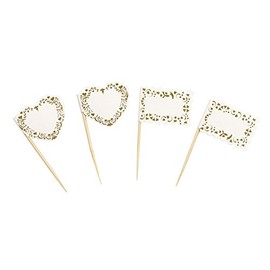 Neviti Vintage Romance Food Flags, Paper, Gold, 3 x 3 x 6.5 cm