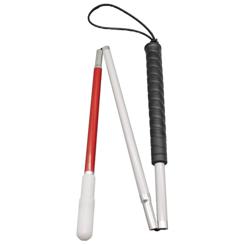 80cm White Cane, Aluminum Folding Cane for The Blind,Folds Down