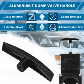 SAQXK Black Aluminum RV Sewer Waste Valve Handle Replacement for Camco Dump Valve Handle, Universal Size Gate Valves for 1.5in 2in 3in Gray Black Water Tanks