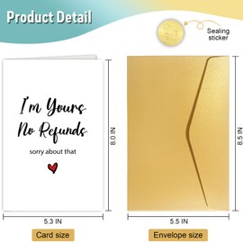 Funny Valentine's Day Card for Him Her, Humorous Anniversary Card for Husband Wife, Sweet Love Card for Women Men, I'm Yours No Refunds Sorry About That