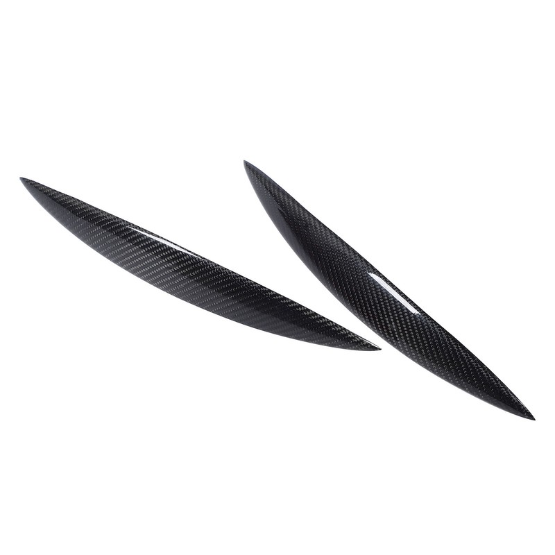 2pcs Carbon Fiber Headlight Eyebrows Left Right Glossy 3K Twill