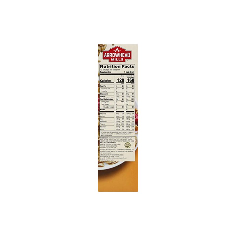 Arrowhead Mills Organic Cereal, Oat Bran Flakes, 12 Oz. Box