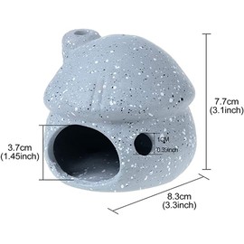 Saim Aquarium Decorations Mushroom House Ceramic Cave, Betta Fish Hideout Breeding Mushroom Cave Fish Tank Ornaments for Amano Shrimp Cichlid Bonsai to Play, Hide and Rest - Grey