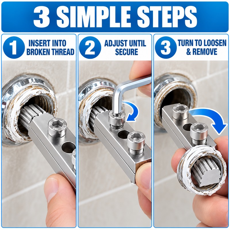 1/2-Inch & 3/4-Inch Broken Pipe Thread Extractor with Adjustable Dual