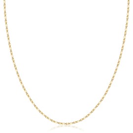 PORI JEWELERS 14K Solid Gold 2.0MM Diamond Cut Mirror Chain Necklace -Choose Your Color - Unisex Sizes 16"-30" (Yellow, 20)