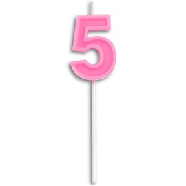 Dobmit Birthday Candle Numbers Cute Pink Happy Birthday Candle, Number 5
