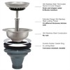 GZILA 3.5" Kitchen Sink Drain Strainer Assembly with Tailpiece, 304