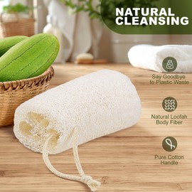 COZZLOMY Natural Loofah Body Scrubber Sponge, Set of 3 Organic 5 Inch Luffa for Exfoliating & Smooth Skin Cleansing, Ideal for Men & Women, Spa & Shower Use
