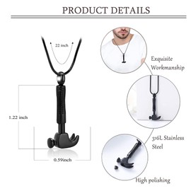 zeqingjw Hammer Urn Necklace for Ashes Memorial Cremation Jewelry Ash Holder Stainless Steel Keepsake Pendant Necklace for Men Women(Black)