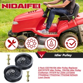 NIDAIFEI 2 Pack 532196106 Idler Pulley Replaces 532197379, 196106, 197379 for Husqvarna 54" 48" MZ54, Z254, Z254F, LGT2654, RZ5424, RZ5426, YTH2348, YTH24K48, YTH24V48, YTH18542, YTH22V46 Tractors