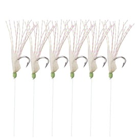 OCEAN CAT 10Packs 6 hook/set Fishing Rigs Rainbow Lucid Fishskin String Hook Fishing Lure Saltwater Freshwater Bait Rig Tanckle 2/0#1/0#1#2#4#6#8#10#12#14 (10 Packs, 2/0)