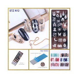 Metal Nail Stamping Plate Rose Heart Love Lock Lips Merry Me Valentine Day N12 Nail Wraps Art Stickers Manicure Supplies for Women for Home Nails Full Long Lasting Easy Apply and Remove