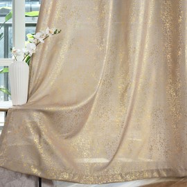 TERLYTEX Gold Curtains 95 Inches Long, Metallic Sparkle Gold Shimmer Curtains 2 Panels for Living Room, Grommet Privacy Glitter Semi-Shimmer Curtains, 52 x 95 Inch, Gold Taupe