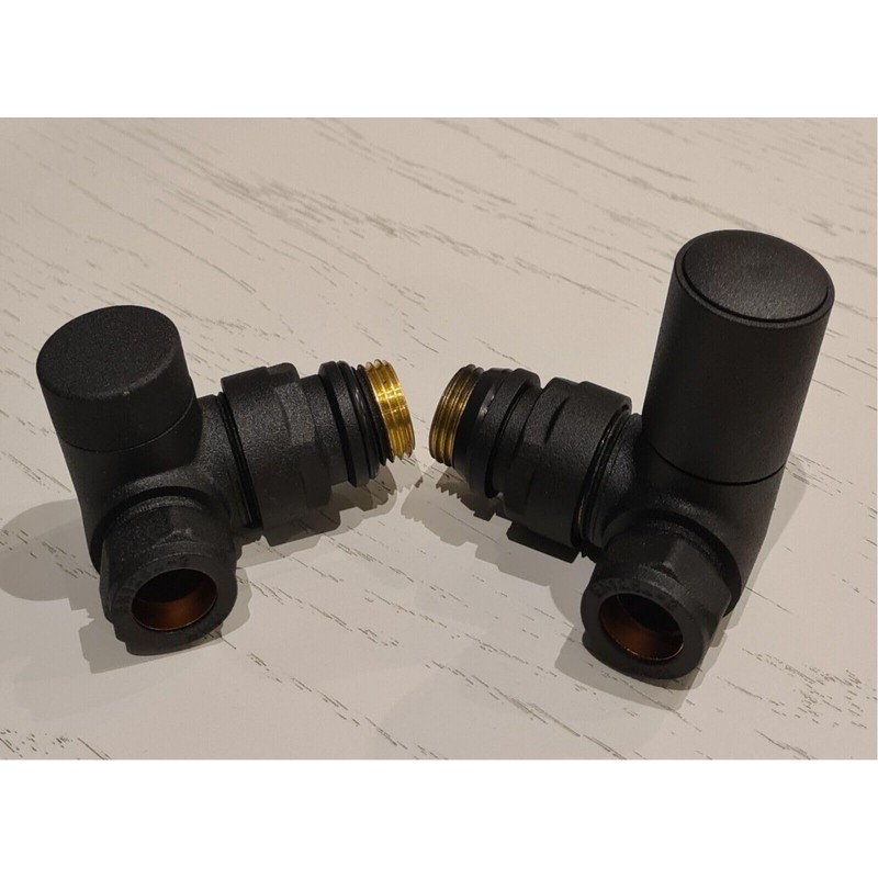 Team Controls Designer Matt Black Corner Angled Radiator Valves 15mm