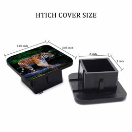 Beabes Hitch Receiver Cover Tiger, African Wildlife Forest Animal Tiger 2" Compatible with Trailer Hitch Tube Cover Plug Cap, Rubber Trailer Hitch Cover Towing Hitch Cover