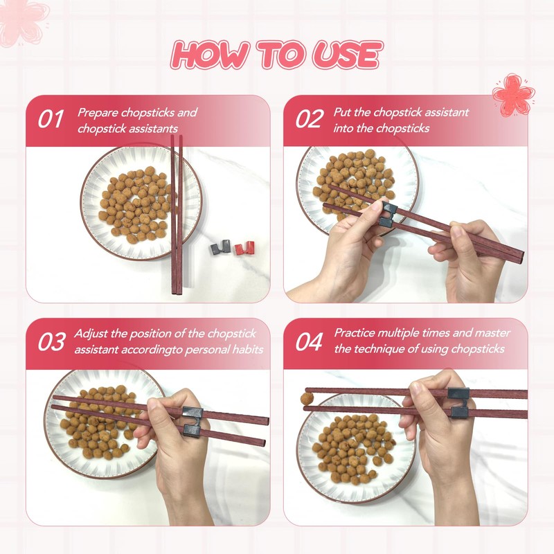 EAEDMY 7 Pairs Training Kid Adult Chopsticks and Trainers for