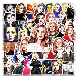 Adele Singer Vinyl Decal Stickers - Set of 50 Die-Cut - Suitable for Laptops, Phones, Cases, Walls, Luggage, Books, and Water Bottles
