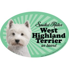 Prismatix Decal Westie Car Magnets: Spoiled Rotten Westie - Oval 6" x 4" Auto/Truck/Refrigerator/Mailbox (Funny Car Decals, Dog Magnet, West Highland Terrier)